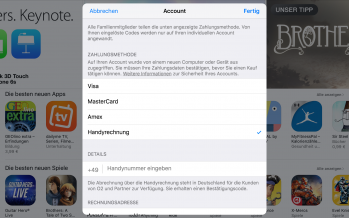 In Apples AppStore kann nun mit Handyrechnung bezahlt werden