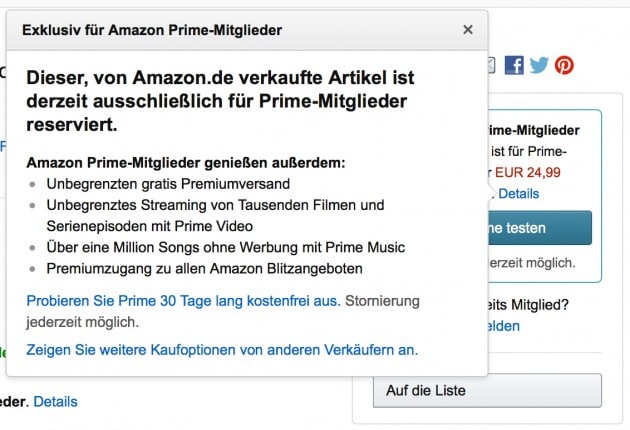 Amazon führt Prime Produkte ein Amazon Amazon schränkt Nicht-Prime Kunden ein Amazon fuehrt Prime Produkte ein 630x430