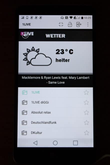 LG Stylus2 DABScreen 1Live Wetter 440x660