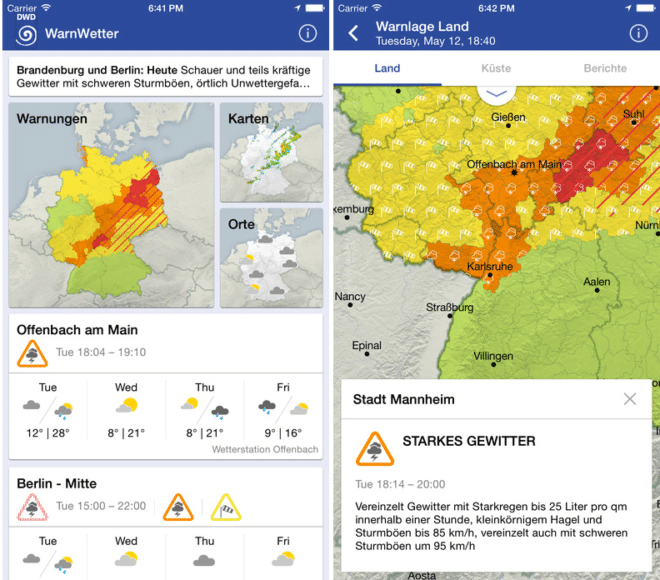 dv-c dwd warnwetter WarnWetter DWD WarnWetter: App für iOS und Android warnt noch genauer vor Unwetter Warnwetter 660x580